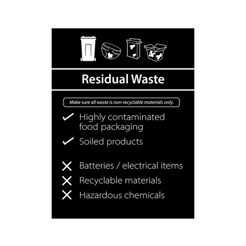 Recycling: Residual Waste : Simplified - PP (150 x 200mm)