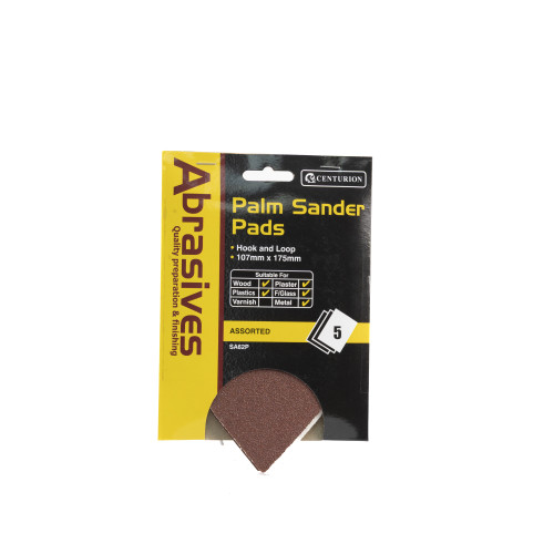 Assorted Hook & Loop Palm Sander Pads w/hole - 107mm x 175mm - (5 pack)