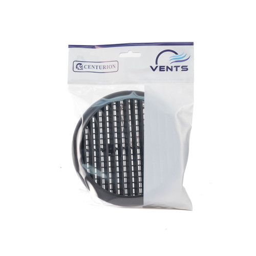 Circular Louvred Vent with Flyscreen - 80-152mm - Black