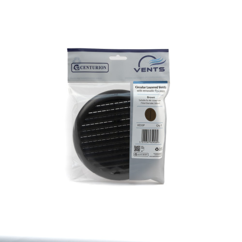 Circular Louvred Vent with Flyscreen - 80-152mm - Brown
