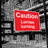 Caution Lorries turning - 1.2mm Recyclable PP (600 x 450mm)