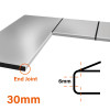 30mm Bullnose End Worktop Trim - 6mm Radius - Matt Silver