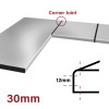 30mm Corner Worktop Jointing Section - Matt Silver