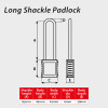 Safety Lockout Padlocks Long Shackle, Black (Each)