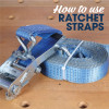 Padded Ratchet Tie Down - 1000kg Breaking Strength- 6m - Retail