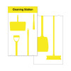 Shadow Board Cleaning Station With Stainless Steel Hooks and Stocked, Style A Yellow, (610mm x 2000mm)