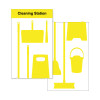 Shadow Board Cleaning Station With Stainless Steel Hooks and Stocked, Style B Yellow, (610mm x 2000mm)