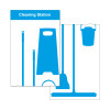 Shadow Board Cleaning Station With Stainless Steel Hooks and Stocked, Style C Blue, (650mm x 2000mm)