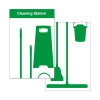 Shadow Board Cleaning Station With Stainless Steel Hooks and Stocked, Style C Green, (650mm x 2000mm)