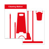 Shadow Board Cleaning Station With Stainless Steel Hooks and Stocked, Style C Red, (650mm x 2000mm)