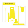 Shadow Board Cleaning Station With Stainless Steel Hooks and Stocked, Style C Yellow, (650mm x 2000mm)