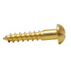 3/4" x 6 Slotted Round Head Woodscrew - Solid Brass - (Pack of 14)