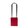 Aluminium Safety Lockout Padlock Long Shackle - Red
