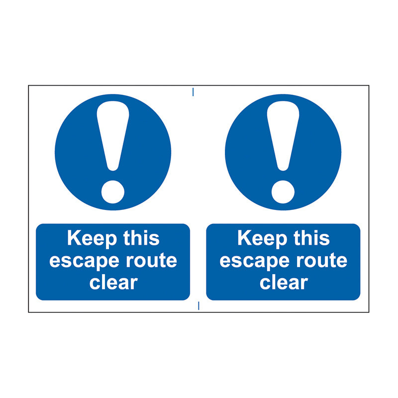 Centurion 'Keep This Escape Route Clear’ Sign, SelfAdhesive Semi