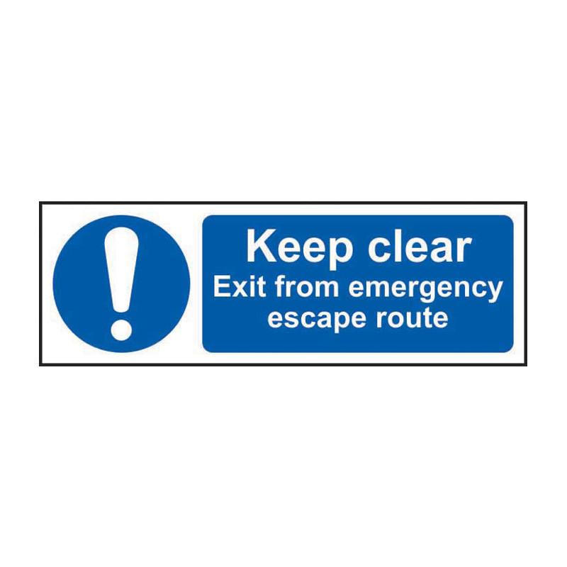 Centurion 'Keep Clear Exit From Emergency Escape Route' Sign, Non