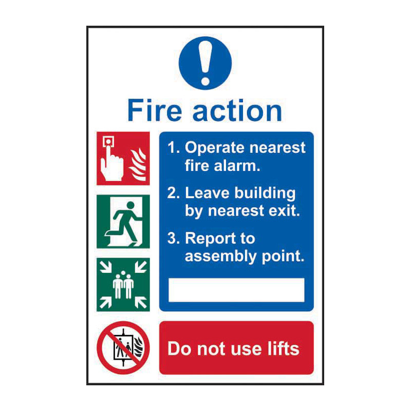 Permitted Action Sign Centurion - 'Fire Action Procedure' Sign, Self-Adhesive Vinyl (200mm x ...