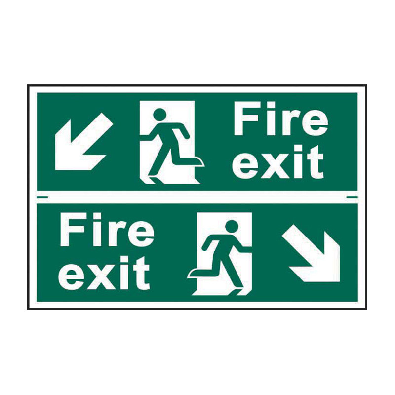 Cartello Uscita Di Sicurezza (Freccia In Basso A Destra) – 450x150 Mm – Plastica Semirigida Bianco/Verde