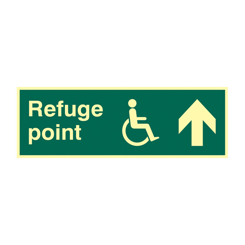 Relief Point Sign Centurion - 'Refuge Point Arrow Up' Sign, Flexible Photoluminescent ...