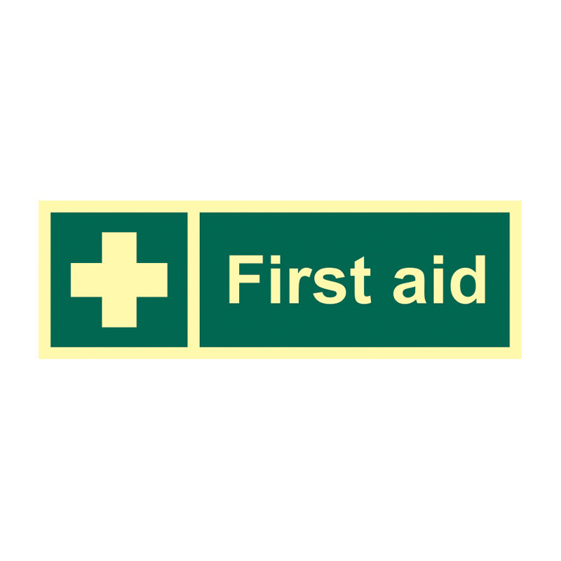 First Aid Signal Centurion - 'First Aid' Sign, Flexible Photoluminescent Vinyl (300mm x ...