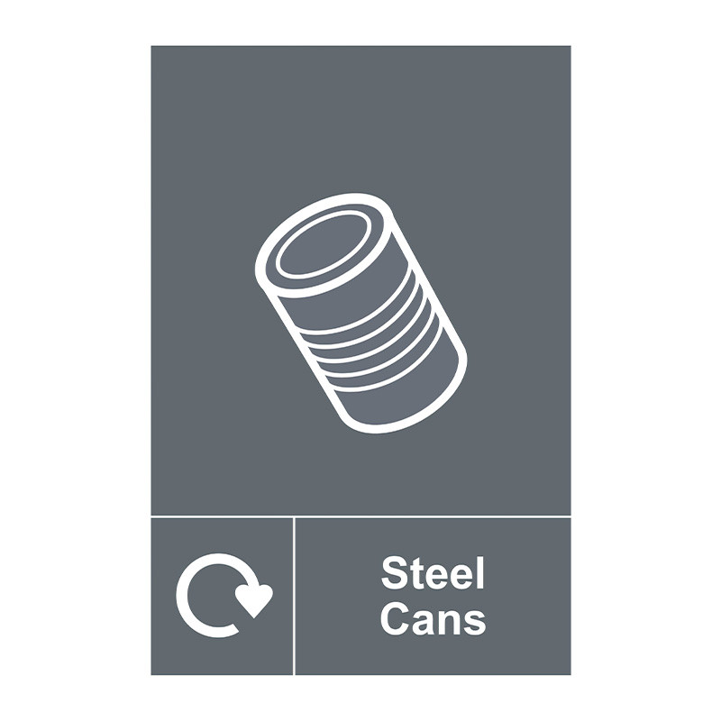 Centurion - 'Steel Cans Recycling' Sign, Self-Adhesive Vinyl (150mm x ...