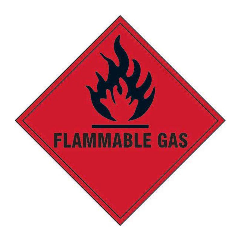 Centurion - 'Flammable Gas' Label, Self-Adhesive Vinyl, (100mm x 100mm)