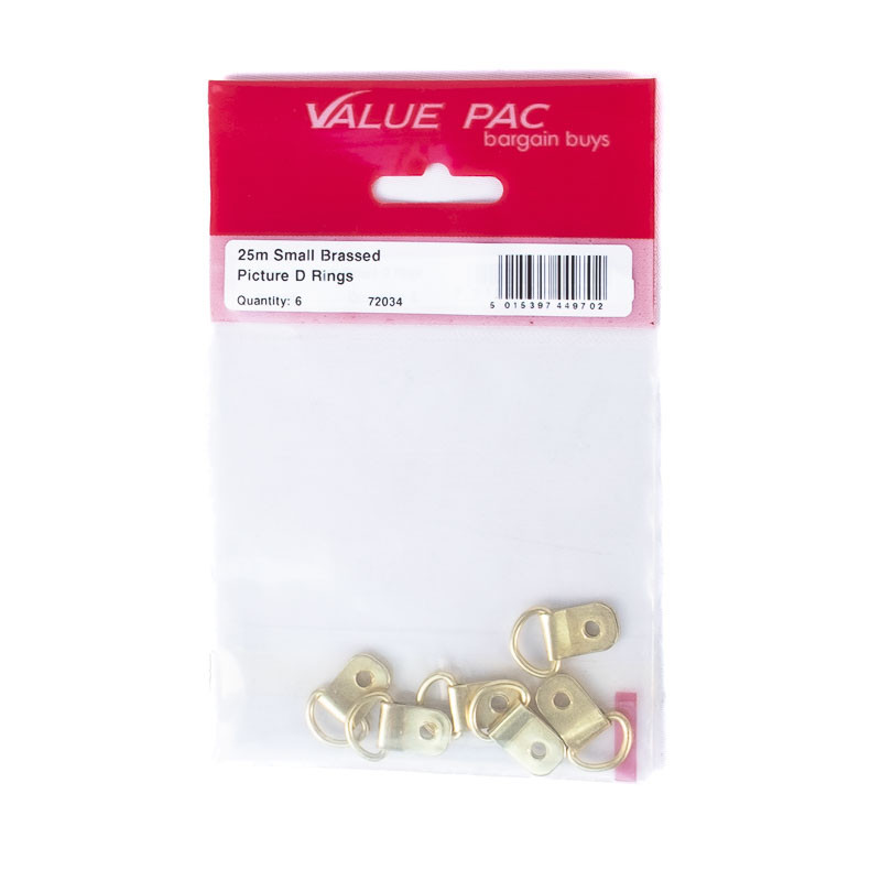 Centurion - Small Picture D Rings Electro Brass Finish, 25mm, 6pk