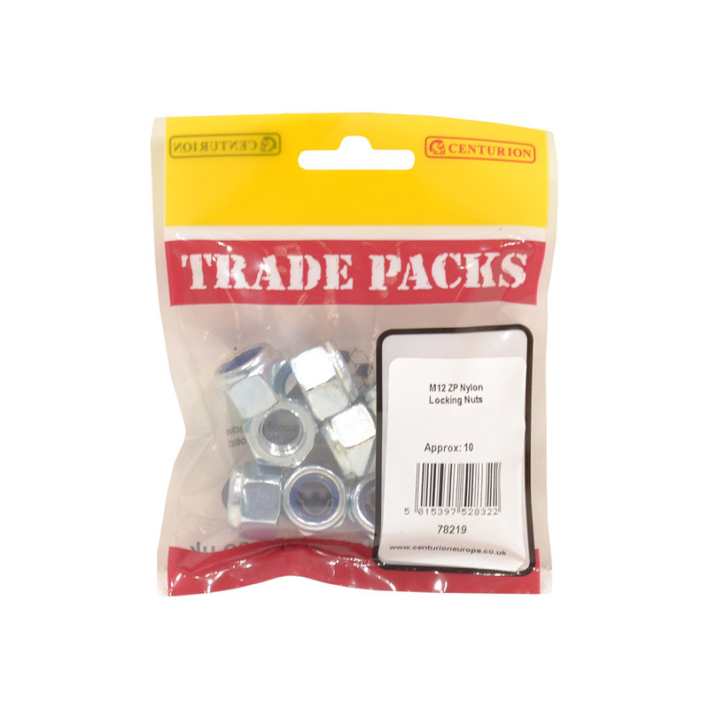 Centurion Nylon Locking Nuts ZP M12 (10 PK), 78219