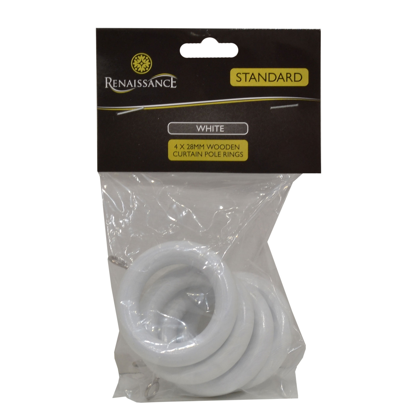 Centurion - Wooden Curtain Rings, 28mm, White
