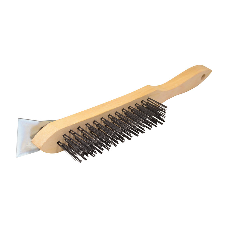 Centurion Wire Brush, Wooden 4 Row with Scraper