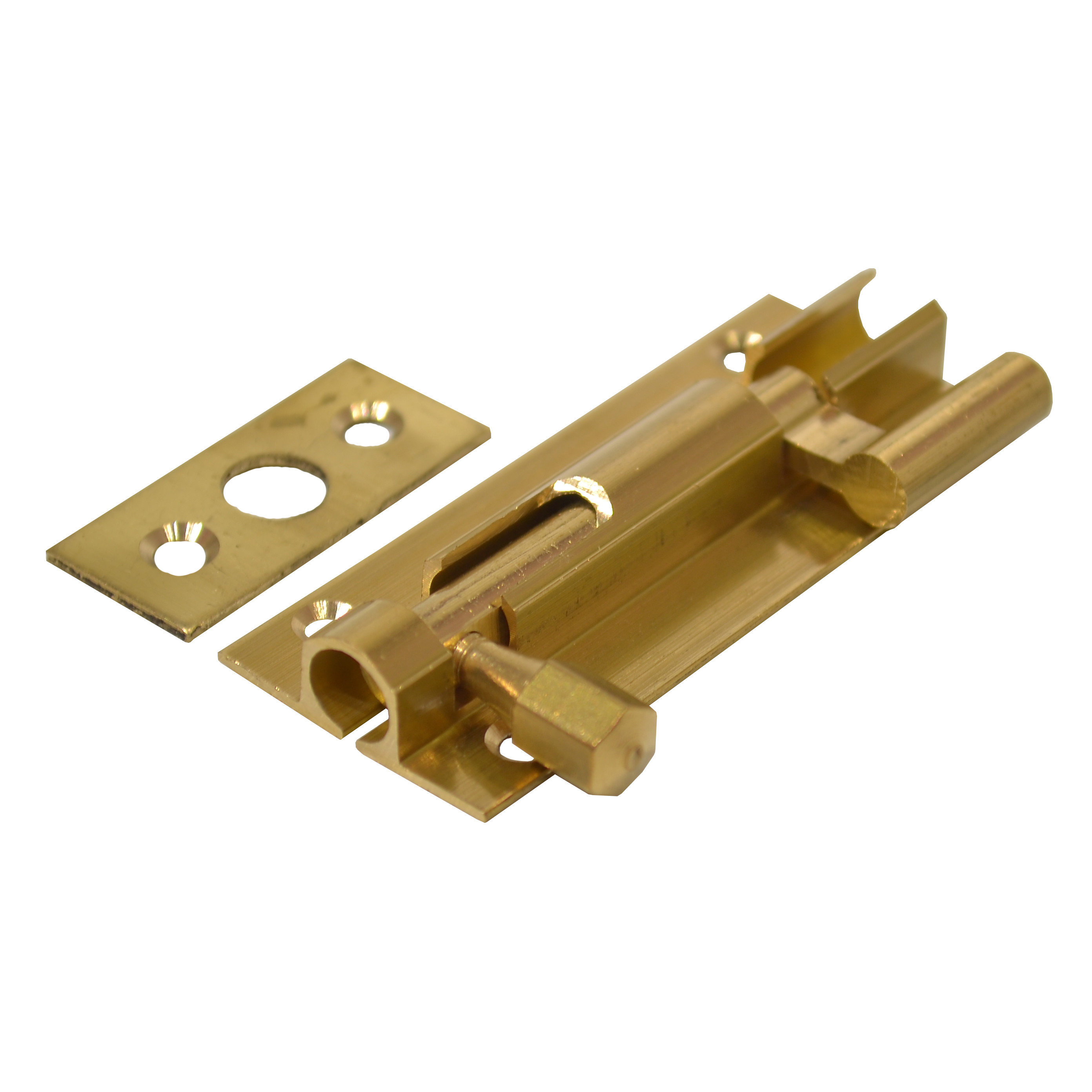 Centurion Necked Barrel Bolts, Polished Brass, 25mm x 63mm