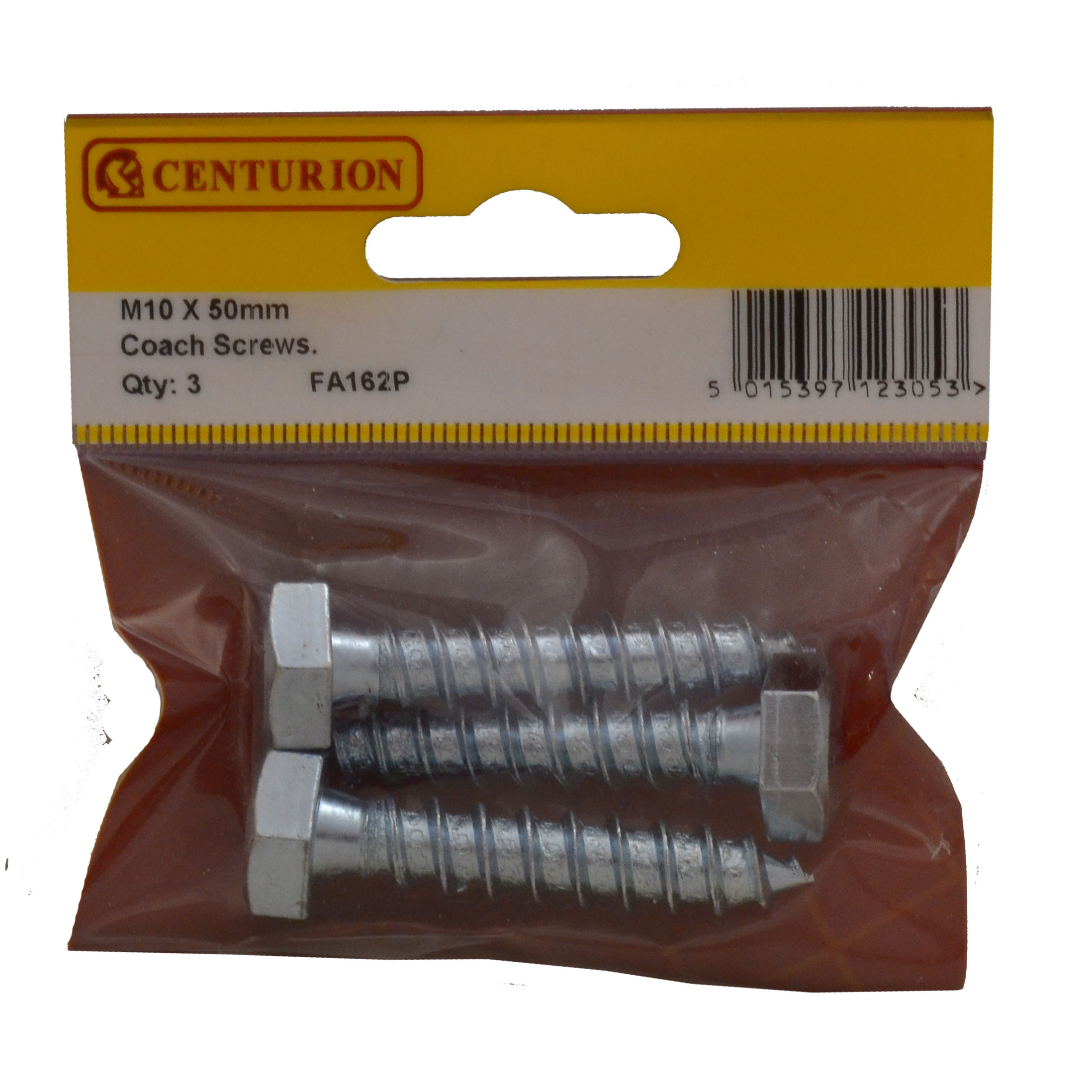 Centurion M10 x 50mm ZP Coach Screws (Pack of 3), FA162P