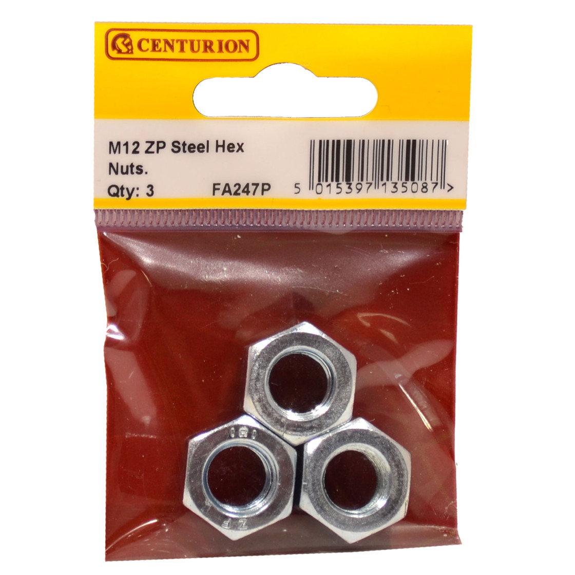 Centurion M12 ZP Steel Hex Nuts (Pack of 3) FA247P