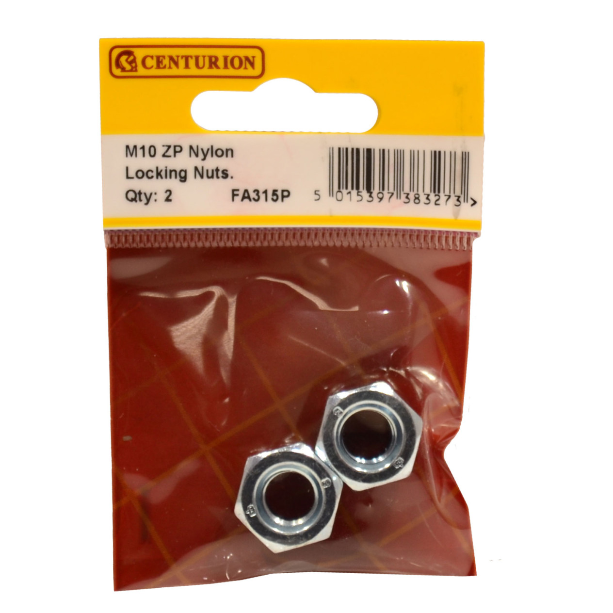 Centurion Nylon Locking Nuts, M10, Zinc Plated