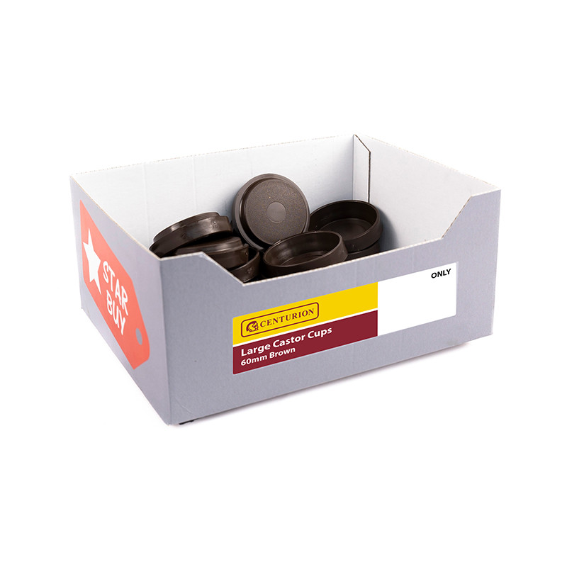 Centurion Brown Castor Cups, 60mm Dia., Display Box