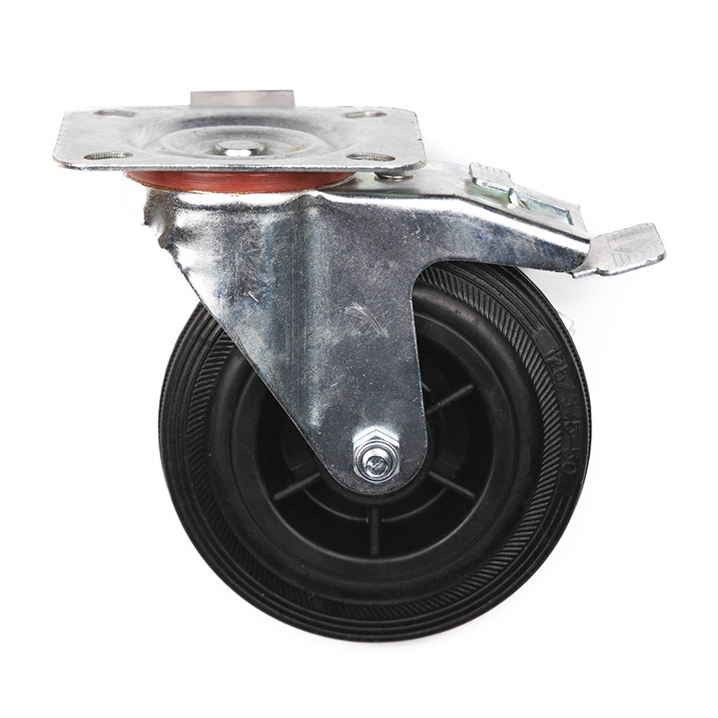 Centurion 125mm Rubber Swivel with Brake Castor (9022125), FC63L