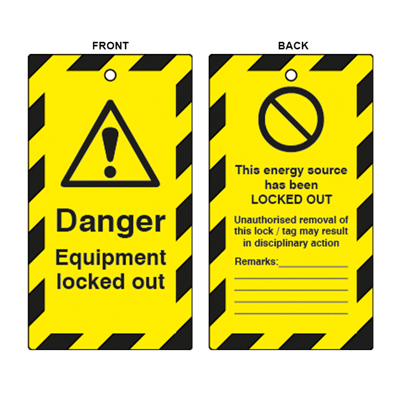 Centurion - 'Danger Equipment Locked Out' Lockout Tag (Double Sided, 10 ...