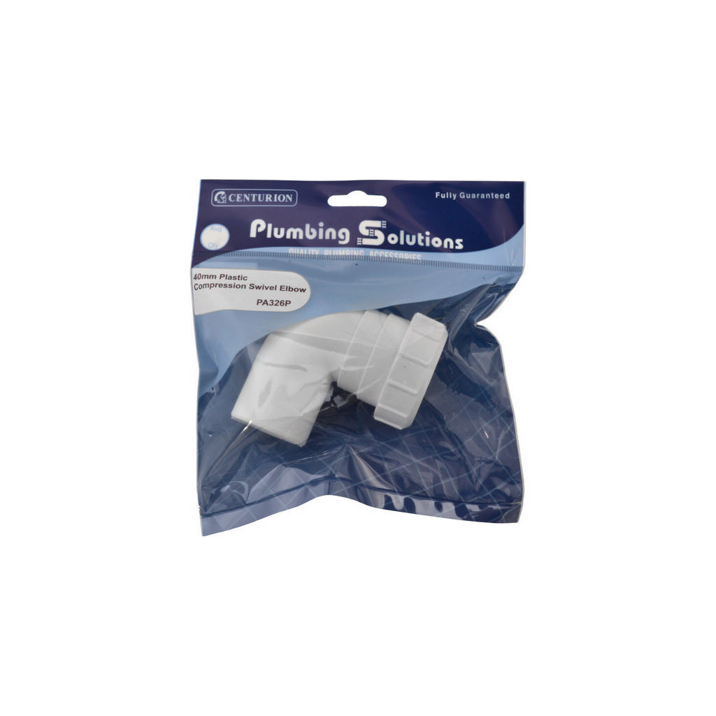 Centurion Plastic Compression Swivel Elbow, 40mm