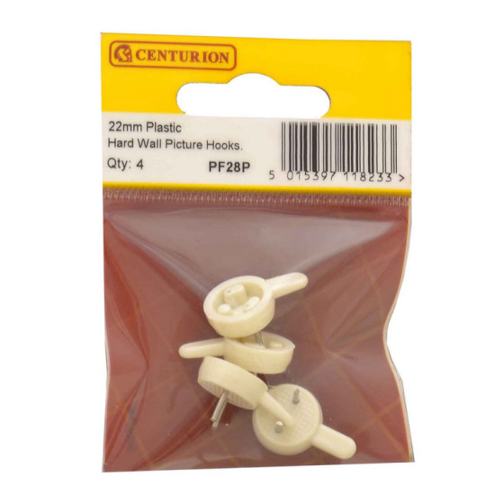 Centurion Plastic Hardwall Picture Hooks, PF28P