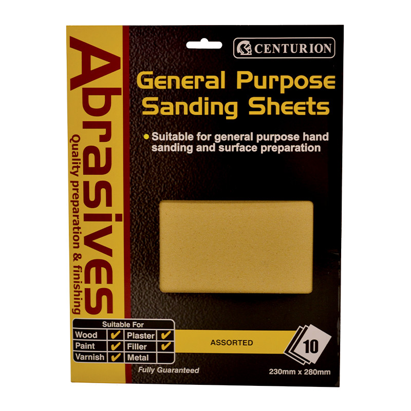 Centurion Abrasives Assorted Sandpaper Sheets, Pack of 10