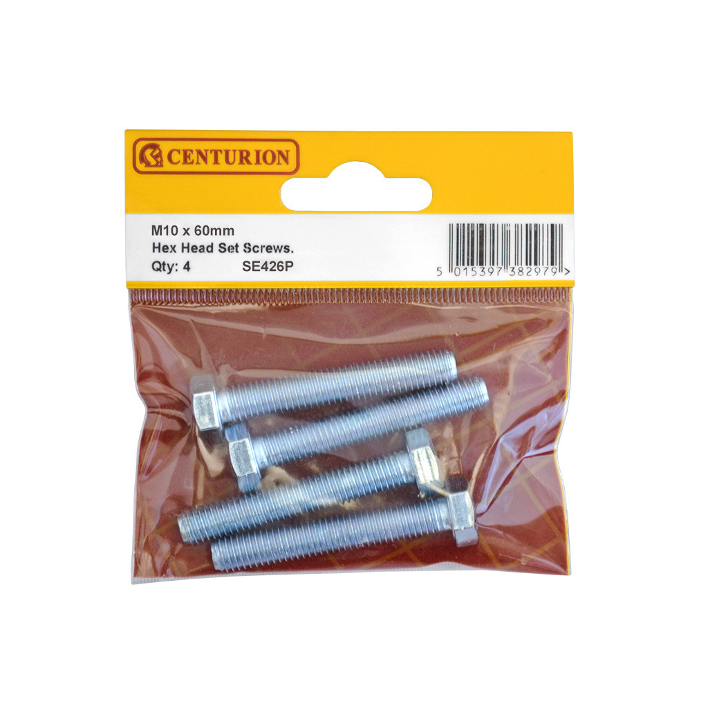 Centurion M10 x 60mm Hex Head Set Screws (Pack of 4) SE426P
