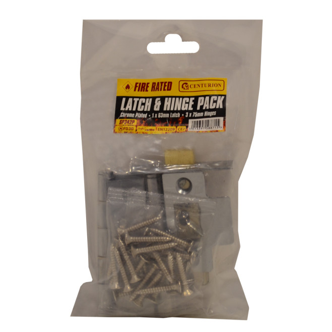 Centurion Latch & Hinge Packs CP CE Fire Rated 4PK