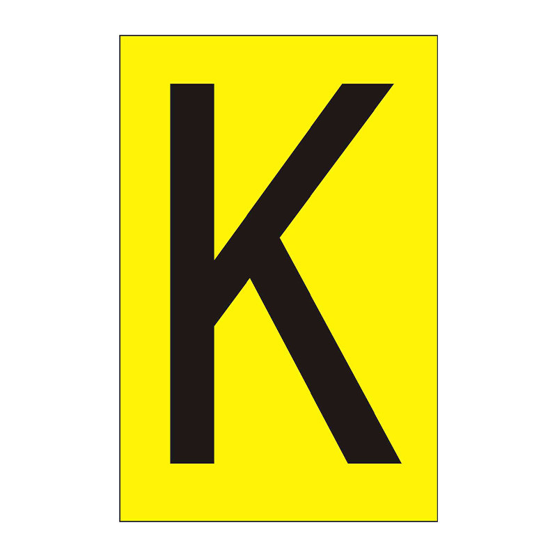 Kc Letters Yellow Centurion - 50mm Yellow Vinyl, Character 'K' (Pack of 10)