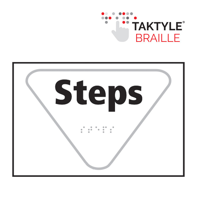 Centurion - 'Steps' Sign, Self Adhesive Taktyle, White (225mm x 150mm)